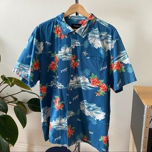 Men’s L Brixton Hawaiian button up, like new.